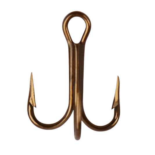 MUSTAD TREBLE HOOKS 5PK - BRONZE - UPRIGHT ANGLE