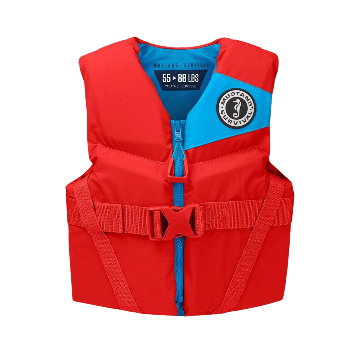 MUSTANG SURVIVAL REV YOUTH FOAM VEST - IMPERIAL RED - FRONT VIEW