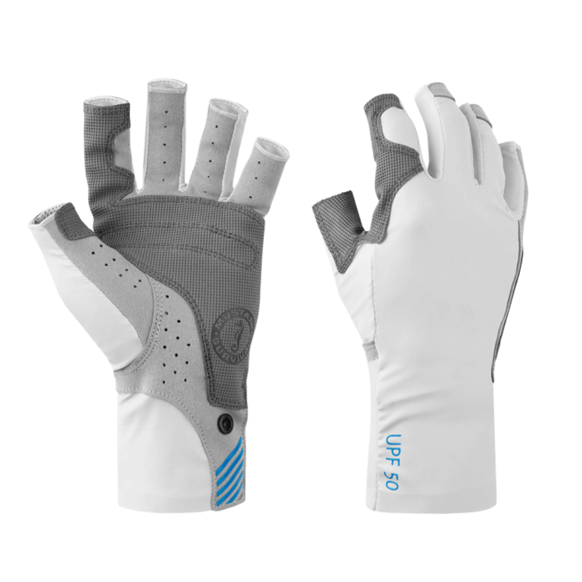 MUSTANG SURVIVAL TRACTION UV GLOVES - LIGHT GRAY/BLUE
