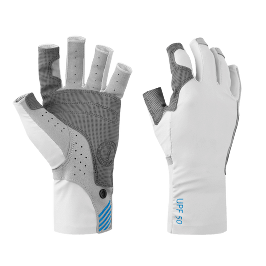 MUSTANG SURVIVAL TRACTION UV GLOVES - LIGHT GRAY/BLUE