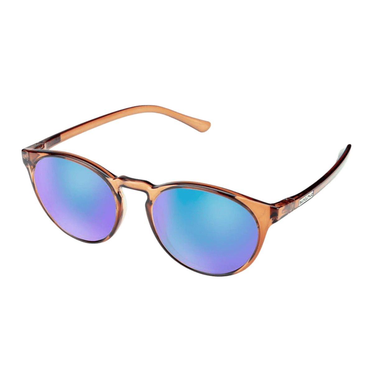SUNCLOUD METRIC SUNGLASSES - TRANSPARENT BROWN WITH POLARIZED BLUE MIRROR