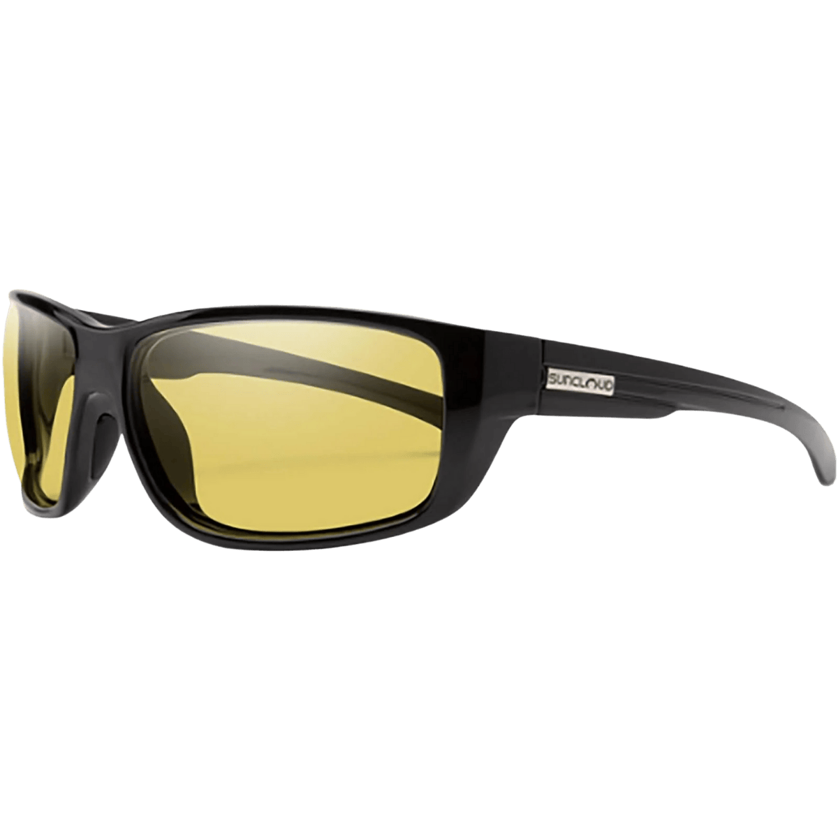 SUNCLOUD MILESTONE SUNGLASSES - BLACK WITH POLARIZED YELLOW - SIDE VIEW