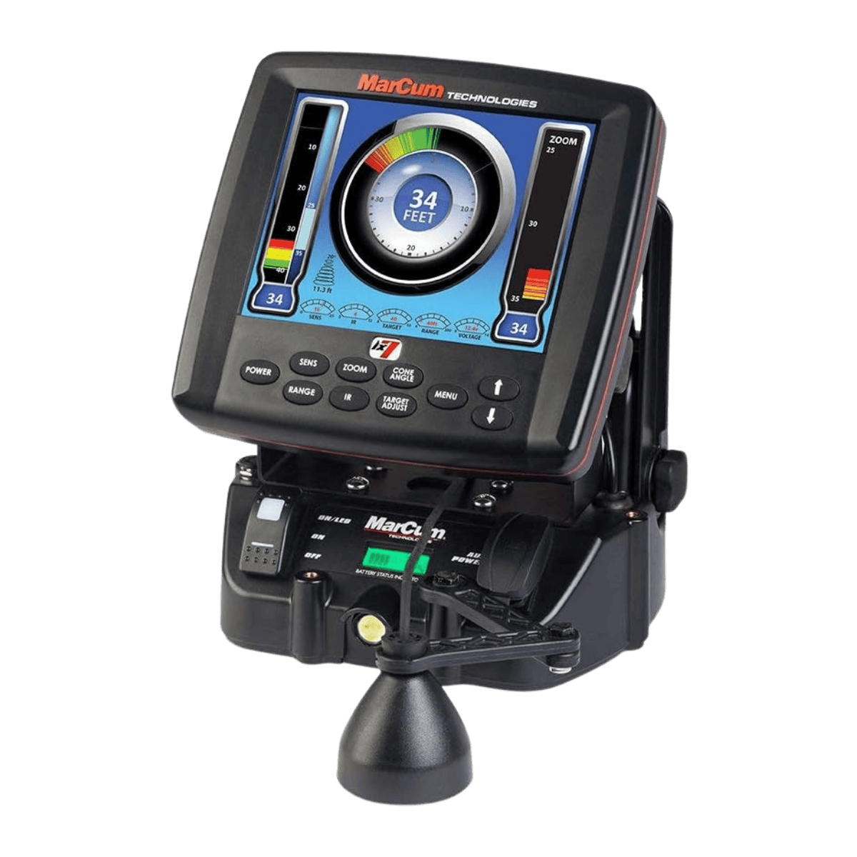 MARCUM DIGITAL LX-7 LITHIUM COMBO SONAR SYSTEM - BLACK - 8IN LCD - SIDE FRONT VIEW