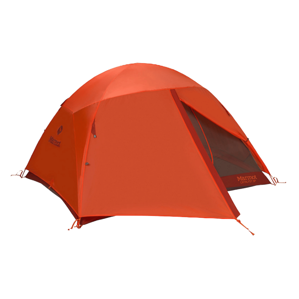MARMOT CATALYST 3P TENT - RUSTED ORANGE/CINDER - FRONT VIEW (COVERED)