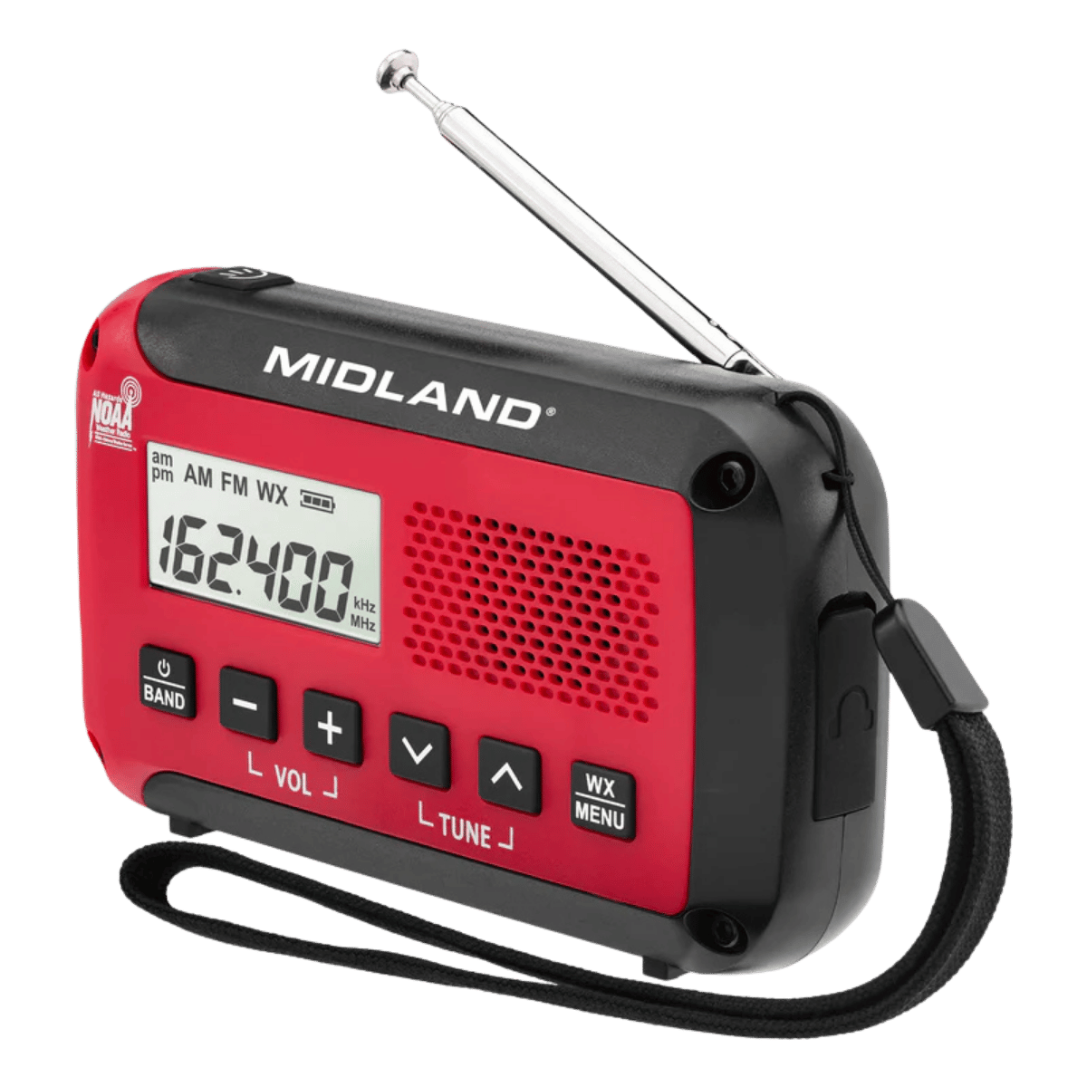 MIDLAND EMERGENCY WEATHER ALERT RADIO W/ BATT - RIGHT SIDE VIEW