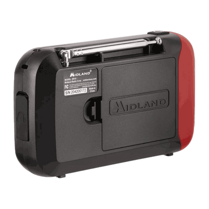 MIDLAND EMERGENCY WEATHER ALERT RADIO W/ BATT - BACK VIEW