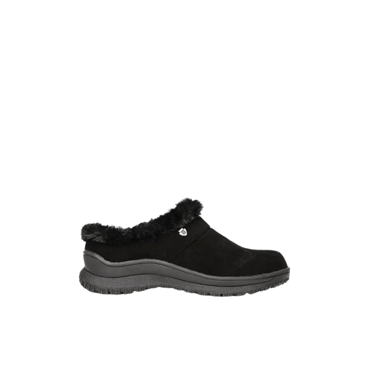 MINNETONKA EMERSON SUEDE SLIP-ON - BLACK - SIDE VIEW