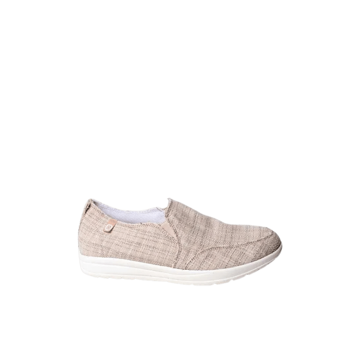 MINNETONKA WOMEN'S EXPANSE SHOE - TAN HERRINGBONE - SIDE VIEW