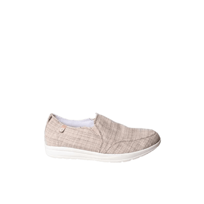 MINNETONKA WOMEN'S EXPANSE SHOE - TAN HERRINGBONE - SIDE VIEW