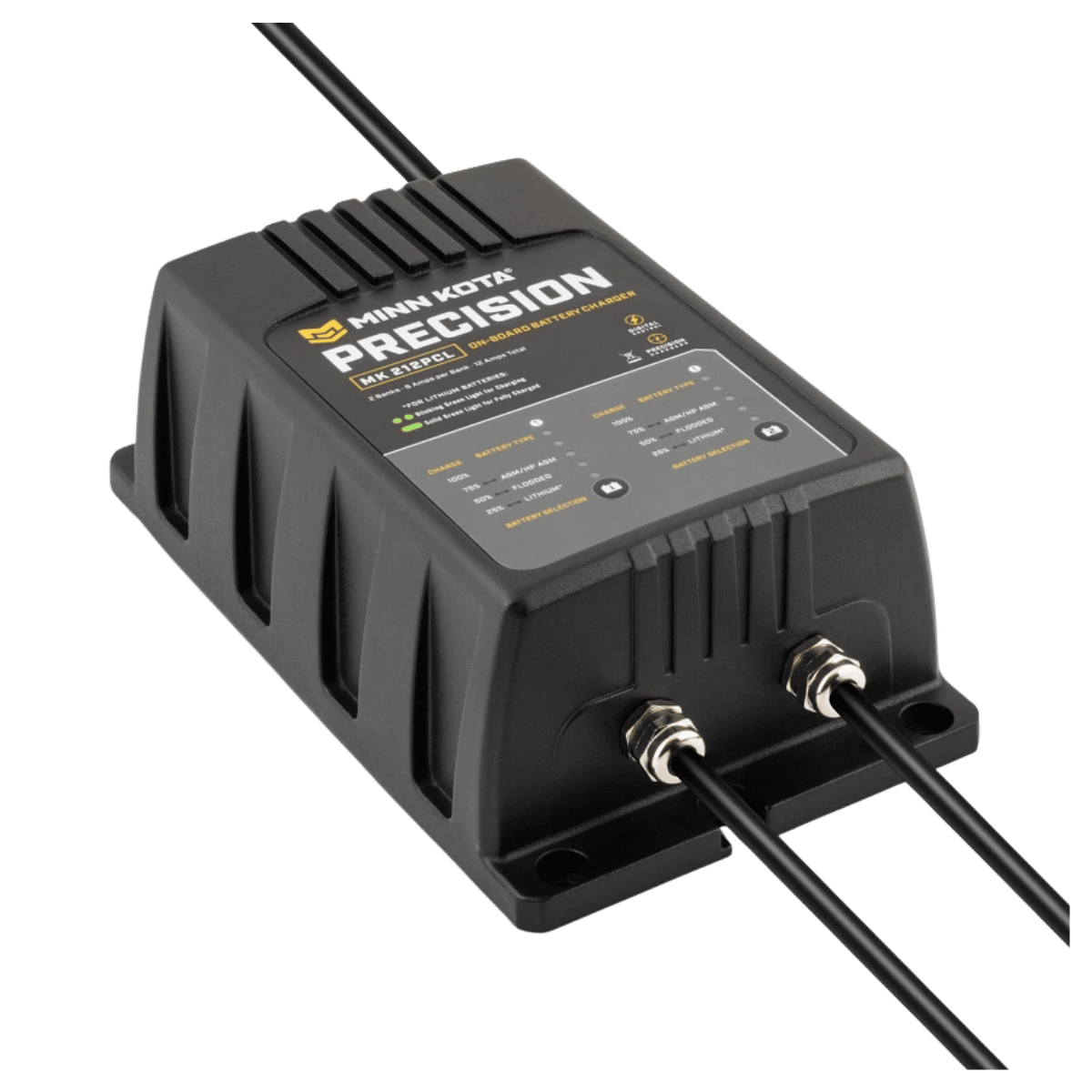 MINNKOTA MK-212 PRECISION PCL 2 BANKS 6 AMPS FRONT SIDE VIEW