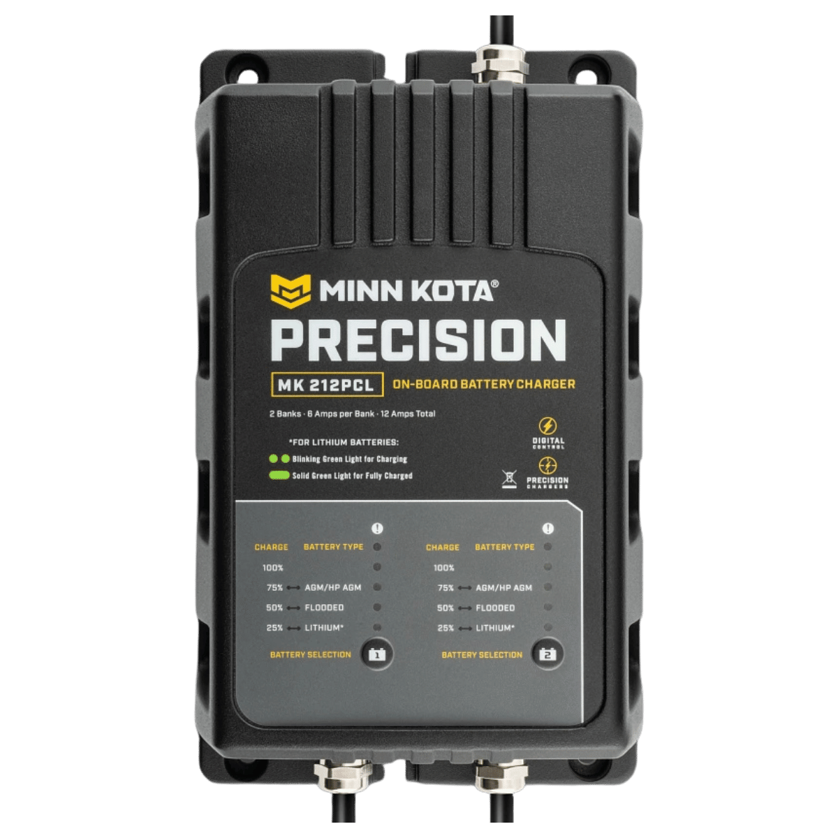 MINNKOTA MK-212 PRECISION PCL 2 BANKS 6 AMPS FRONT VIEW