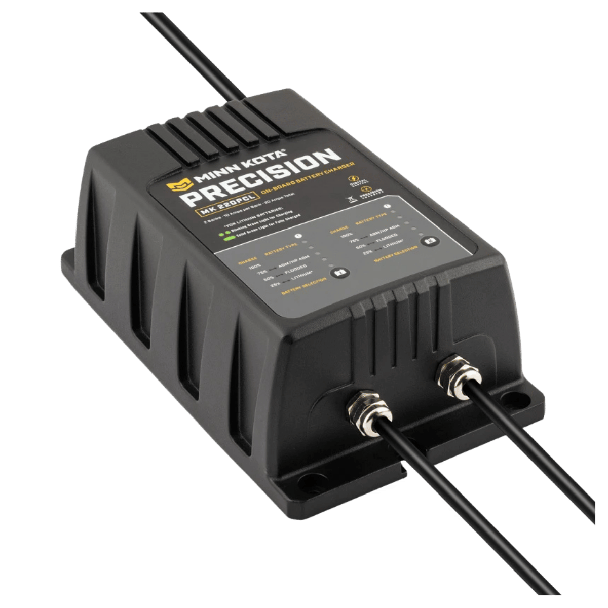 MINNKOTA MK-220 PRECISION PCL 2 BANKS 10 AMPS FRONT SIDE VIEW