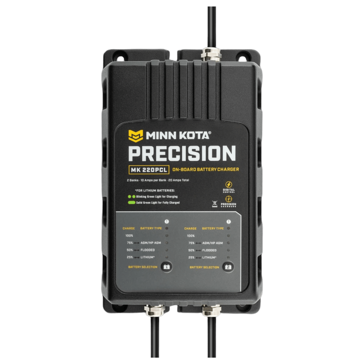 MINNKOTA MK-220 PRECISION PCL 2 BANKS 10 AMPS FRONT VIEW