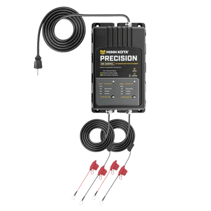 MINNKOTA MK-220 PRECISION PCL 2 BANKS 10 AMPS FRONT VIEW WITH WIRES