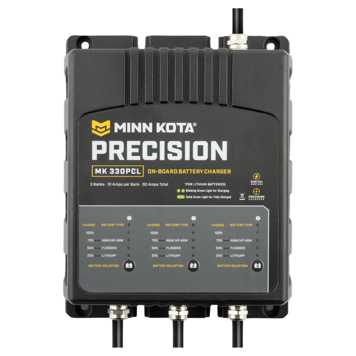 MINNKOTA MK-330 PRECISION PCL 3 BANKS 10 AMPS FRONT VIEW