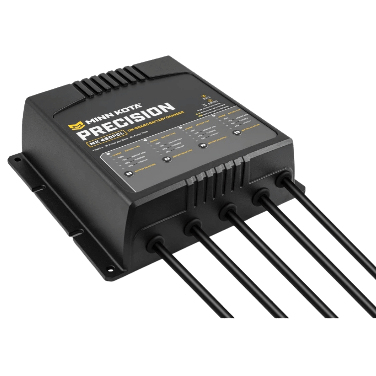 MINNKOTA MK-460 PRECISION PCL 4 BANK 15 AMP FRONT SIDE VIEW