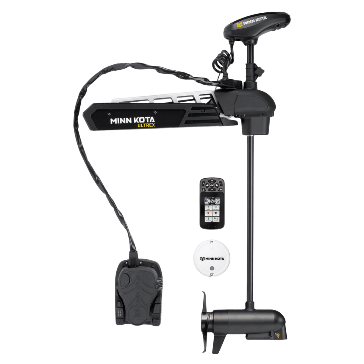 MINNKOTA ULTREX 112/MDI/IPLINK BT 36 VOLT 45 INCH FRONT VIEW WITH REMOTE