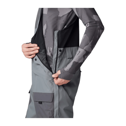 MOUNTAIN HARDWEAR MEN'S FIREFALL BIB - VOLCANIC FOIL - SIDE ZIPPER VIEW