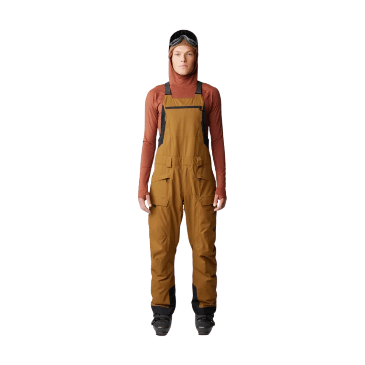 MOUNTAIN HARDWEAR MEN'S FIREFALL BIB - GOLDEN BROWN - FRONT VIEW