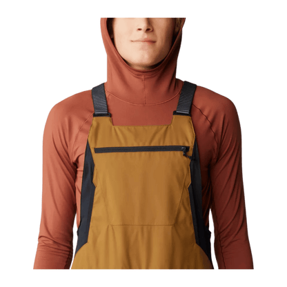 MOUNTAIN HARDWEAR MEN'S FIREFALL BIB - GOLDEN BROWN - CLOSE-UP VIEW