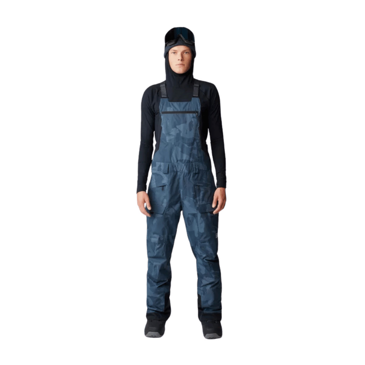 MOUNTAIN HARDWEAR MEN'S FIREFALL BIB - MOON BLUE SNOWDRIFTS PRINT - FRONT VIEW