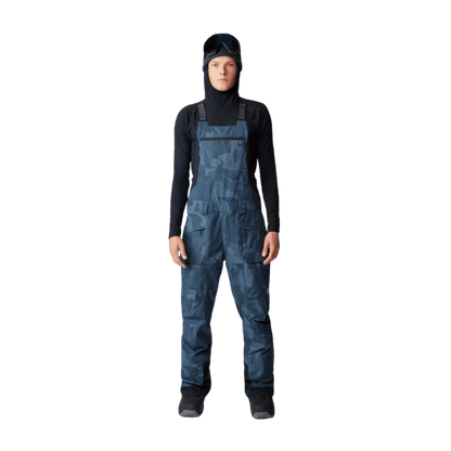 MOUNTAIN HARDWEAR MEN'S FIREFALL BIB - MOON BLUE SNOWDRIFTS PRINT - FRONT VIEW