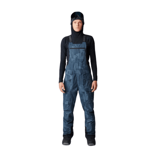 MOUNTAIN HARDWEAR MEN'S FIREFALL BIB - MOON BLUE SNOWDRIFTS PRINT - FRONT VIEW