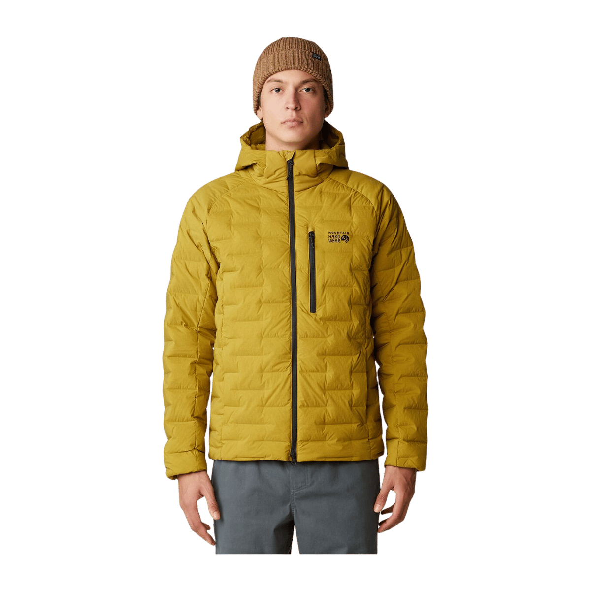 MOUNTAIN HARDWEAR MEN'S STRETCHDOWN HOODY - DARK BOLT - FRONT VIEW