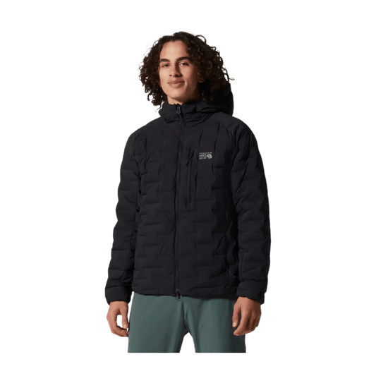 MOUNTAIN HARDWEAR MEN'S STRETCHDOWN HOODY - BLACK - FRONT VIEW