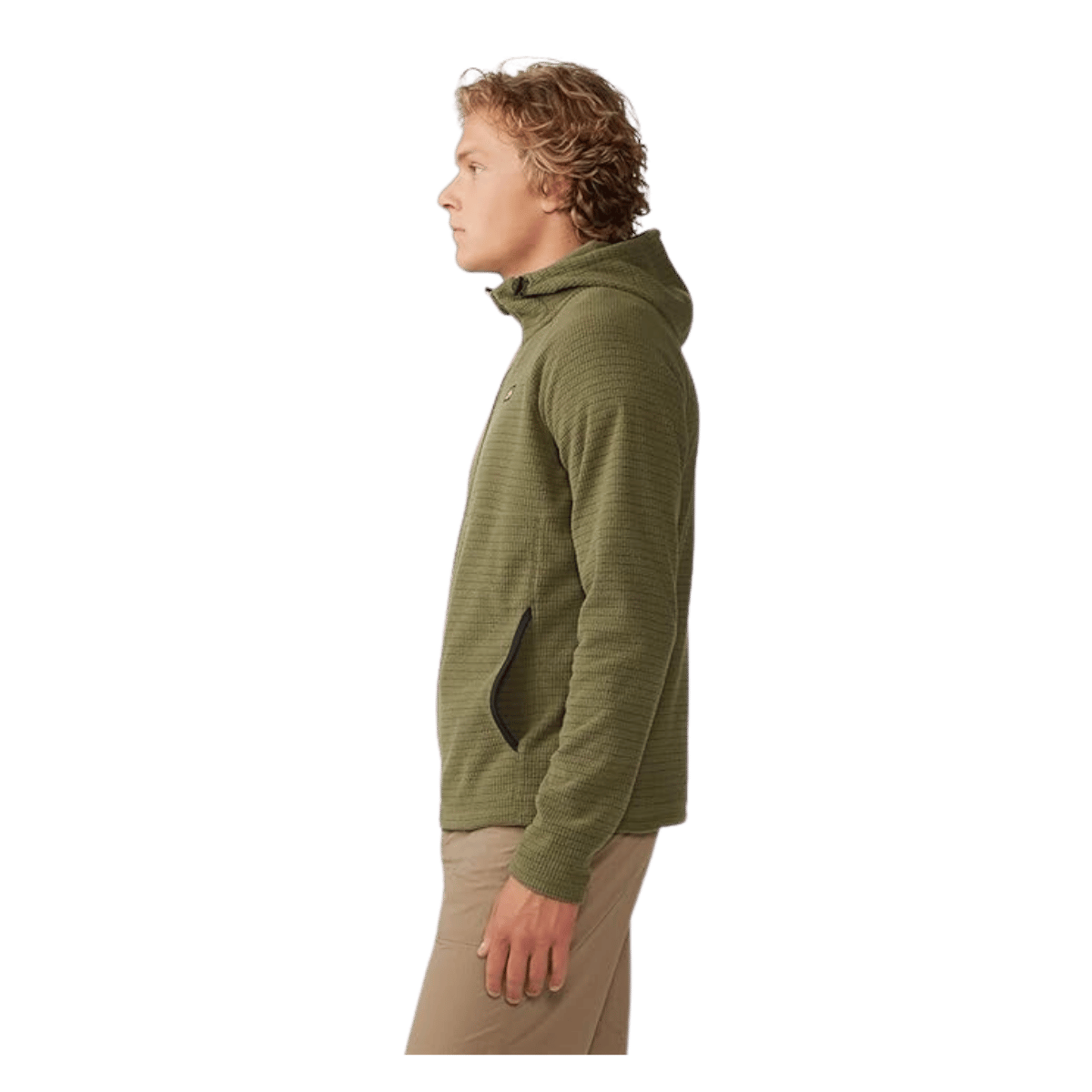 MOUNTAIN HARDWEAR MEN'S SUMMIT GRID HOODY - COMBAT GREEN - SIDE VIEW