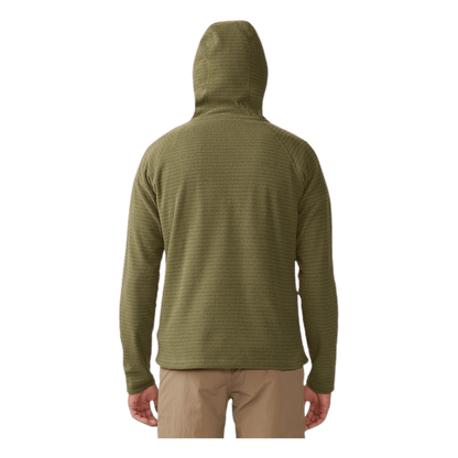 MOUNTAIN HARDWEAR MEN'S SUMMIT GRID HOODY - COMBAT GREEN - BACK VIEW