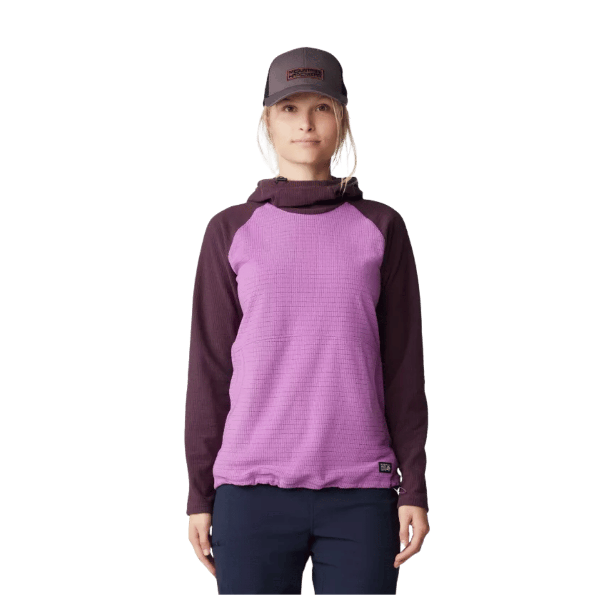 MOUNTAIN HARDWEAR WOMEN'S SUMMIT GRID TUNIC HOODY - LILAC GLOW - FRONT VIEW