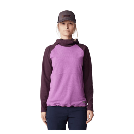 MOUNTAIN HARDWEAR WOMEN'S SUMMIT GRID TUNIC HOODY - LILAC GLOW - FRONT VIEW