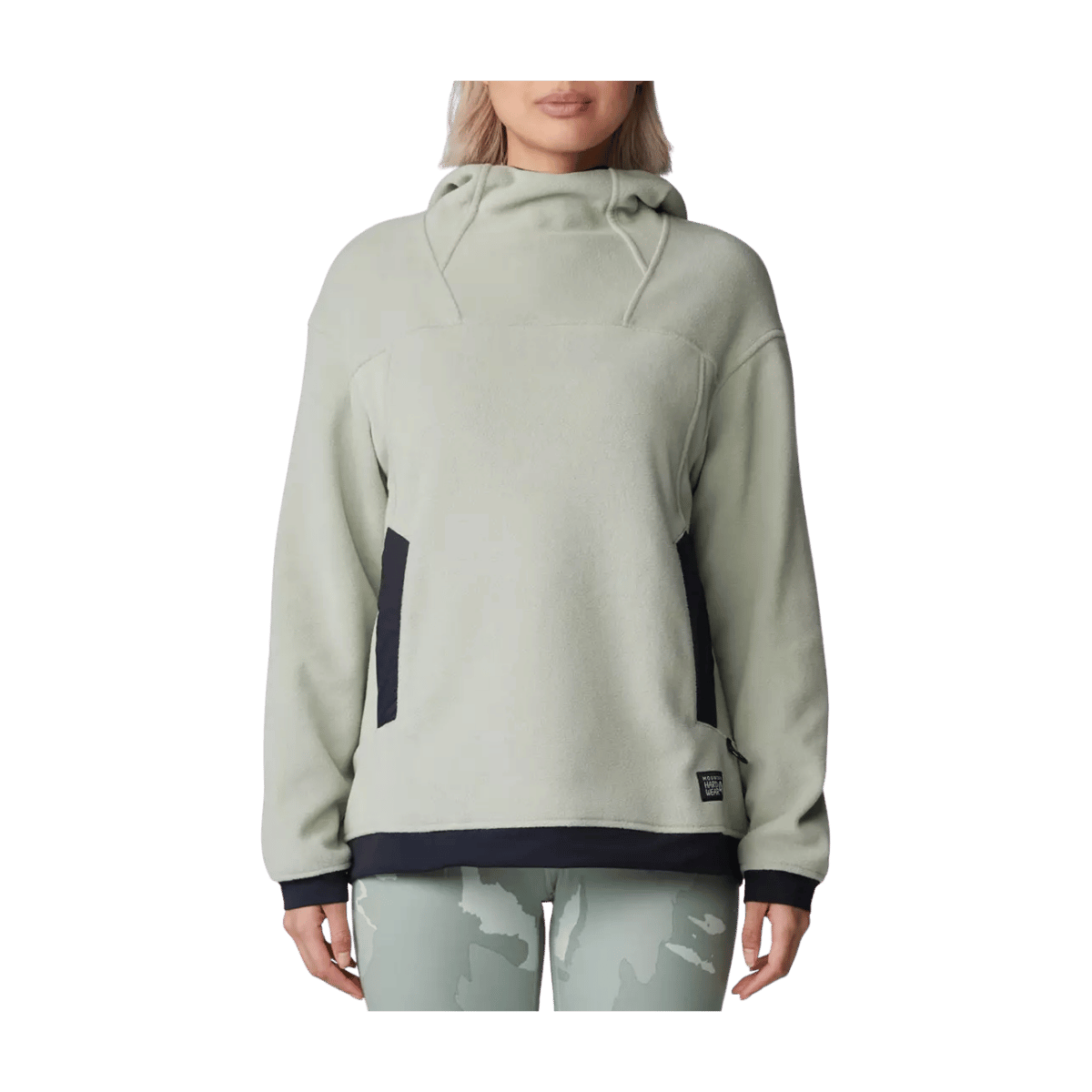 MOUNTAIN HARDWEAR WOMEN'S POWDER MAVEN FLEECE PULL OVER HOODY - WHITE SAGE - FRONT VIEW