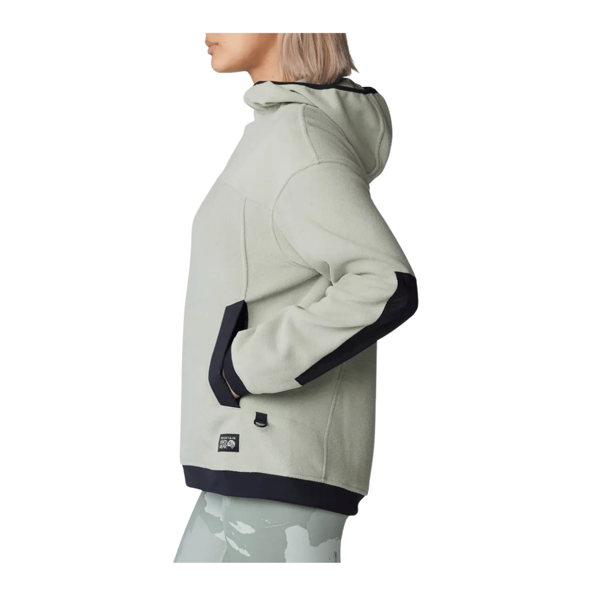 MOUNTAIN HARDWEAR WOMEN'S POWDER MAVEN FLEECE PULL OVER HOODY - WHITE SAGE - SIDE VIEW