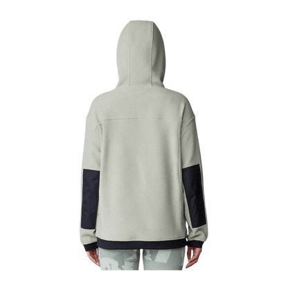 MOUNTAIN HARDWEAR WOMEN'S POWDER MAVEN FLEECE PULL OVER HOODY - WHITE SAGE - BACK VIEW