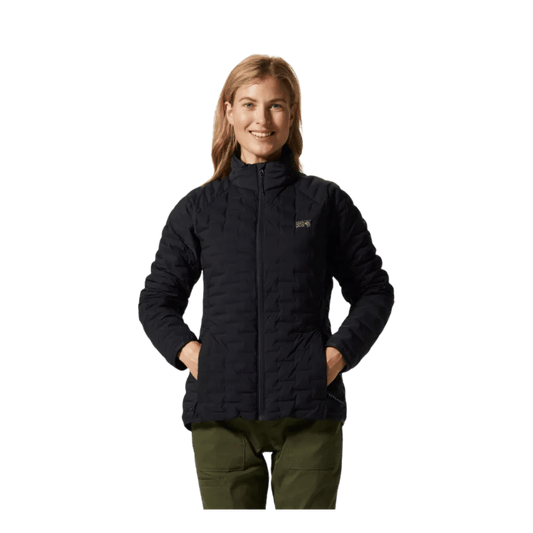 MOUNTAIN HARDWEAR WOMEN'S STRETCHDOWN LIGHT JACKET - BLACK - FRONT VIEW