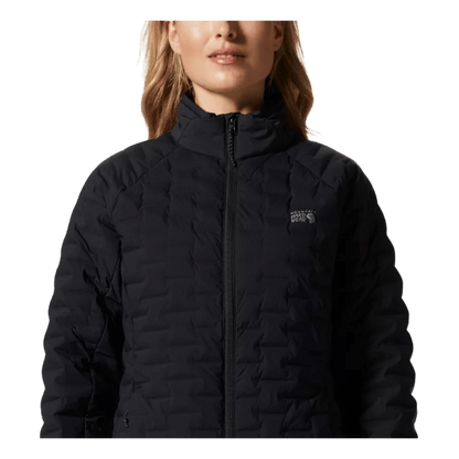 MOUNTAIN HARDWEAR WOMEN'S STRETCHDOWN LIGHT JACKET - BLACK - CLOSE-UP VIEW