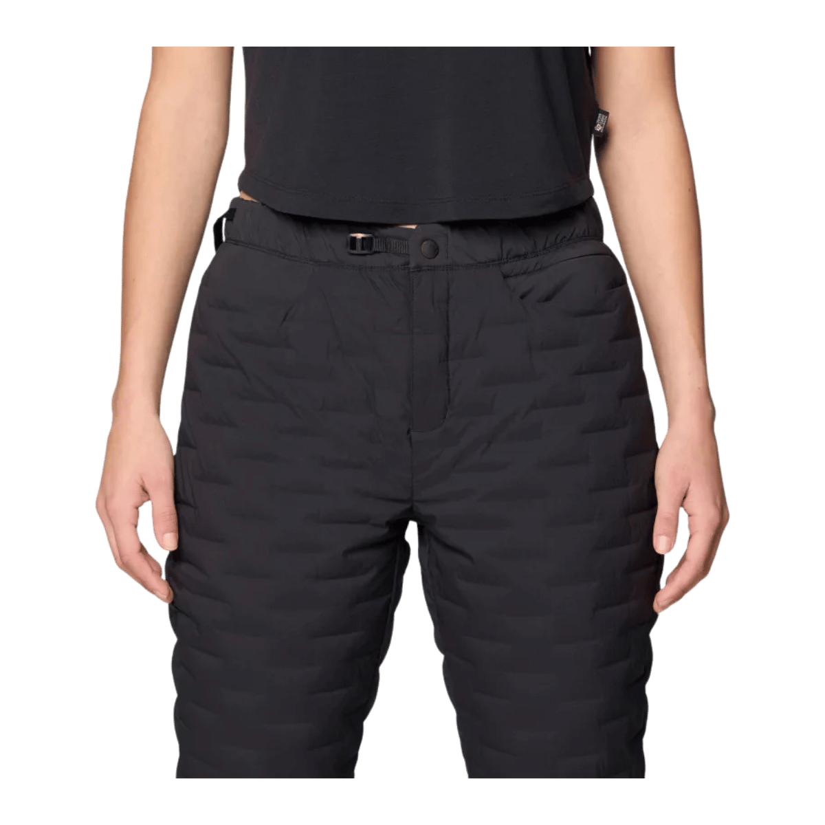 MOUNTAIN HARDWEAR WOMEN'S STRETCHDOWN LIGHT PANT - BLACK - WAIST LINE VIEW