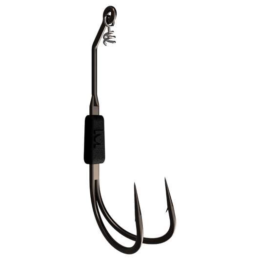 MUSTAD FROG TRAILER WEEDLESS DOUBLE HOOK WEIGHTED 2PK - BLACK NICKEL SIZE 4/0