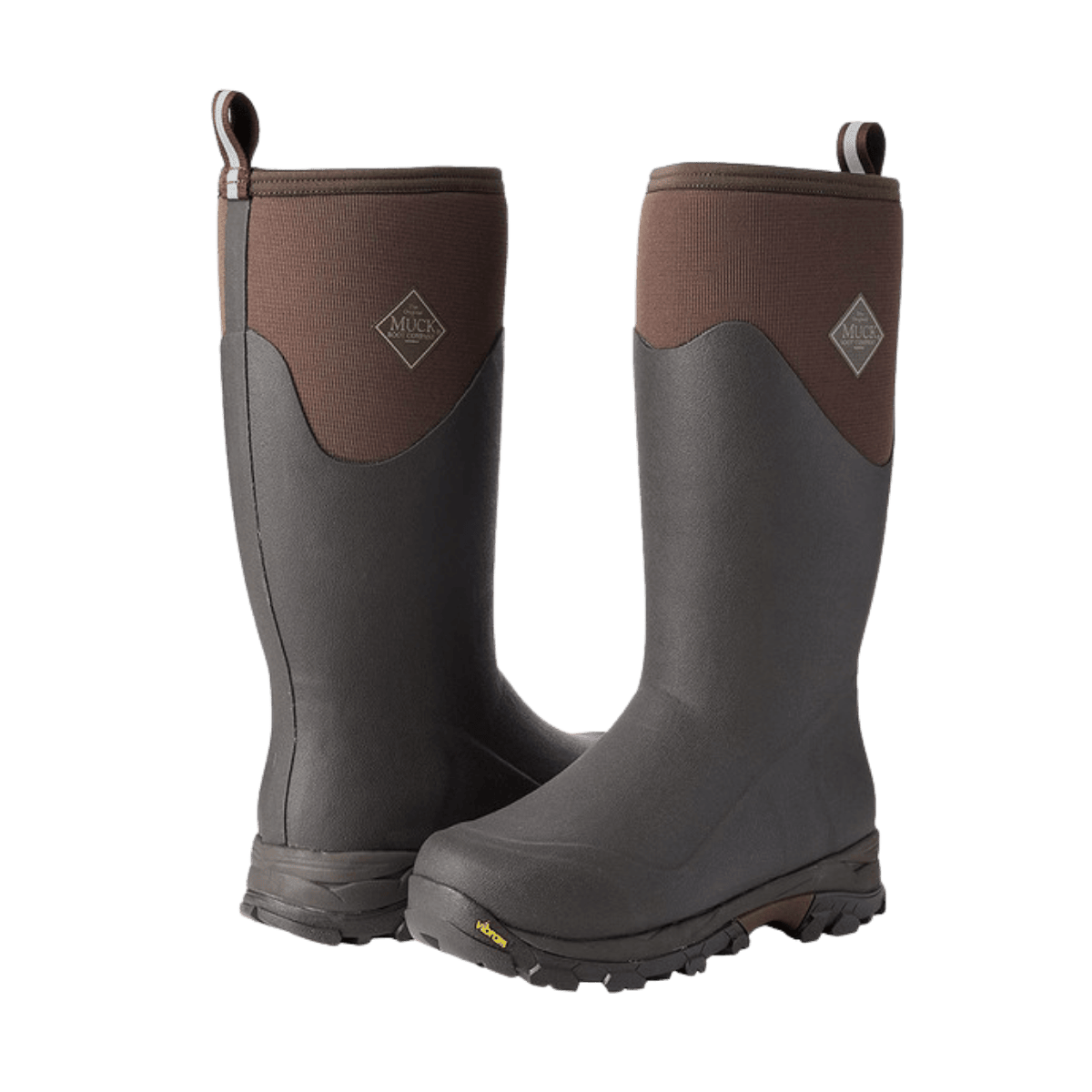 MUCK BOOTS MEN'S ARCTIC ICE TALL WITH ARCTIC GRIP - BROWN - FRONT AND SIDE VIEW