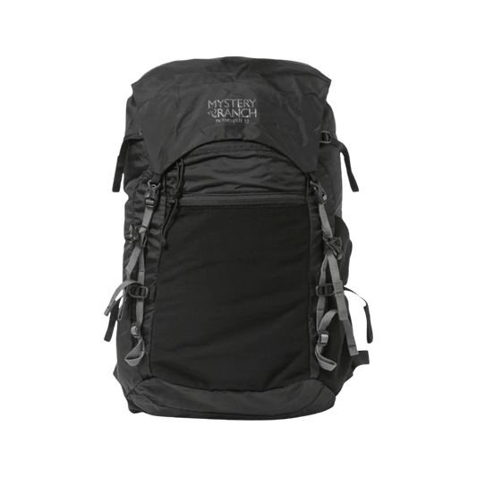 MYSTERY RANCH IN AND OUT 22 BACKPACK - BLACK - FRONT VIEW