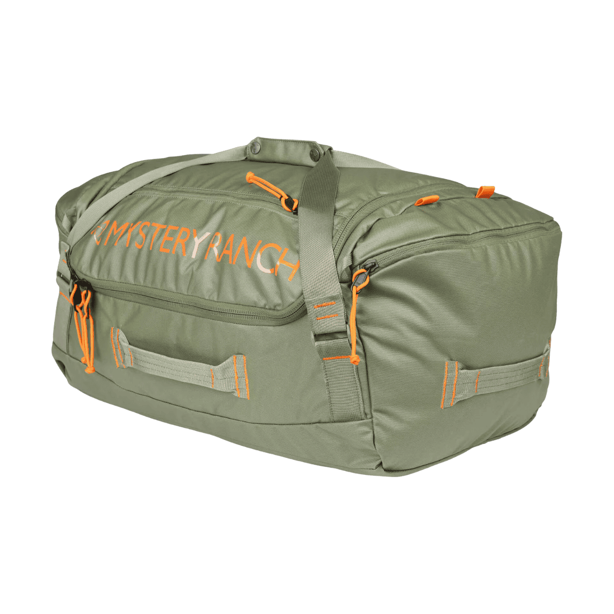 MYSTERY RANCH MISSION DUFFEL BAG 55L - PONDEROSA - FRONT/SIDE VIEW