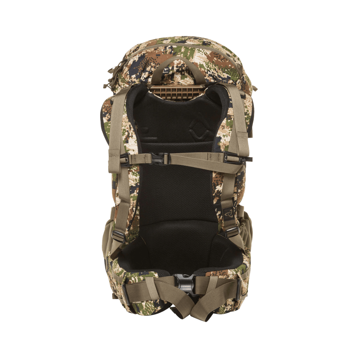 MYSTERY RANCH POP UP 38 BACKPACK - LG - OPTIFADE SUBALPINE - BACK VIEW