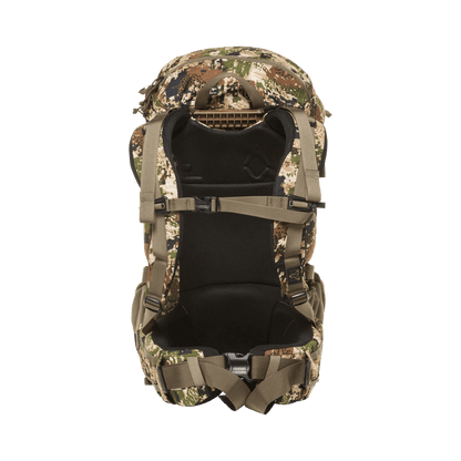 MYSTERY RANCH POP UP 38 BACKPACK - LG - OPTIFADE SUBALPINE - BACK VIEW