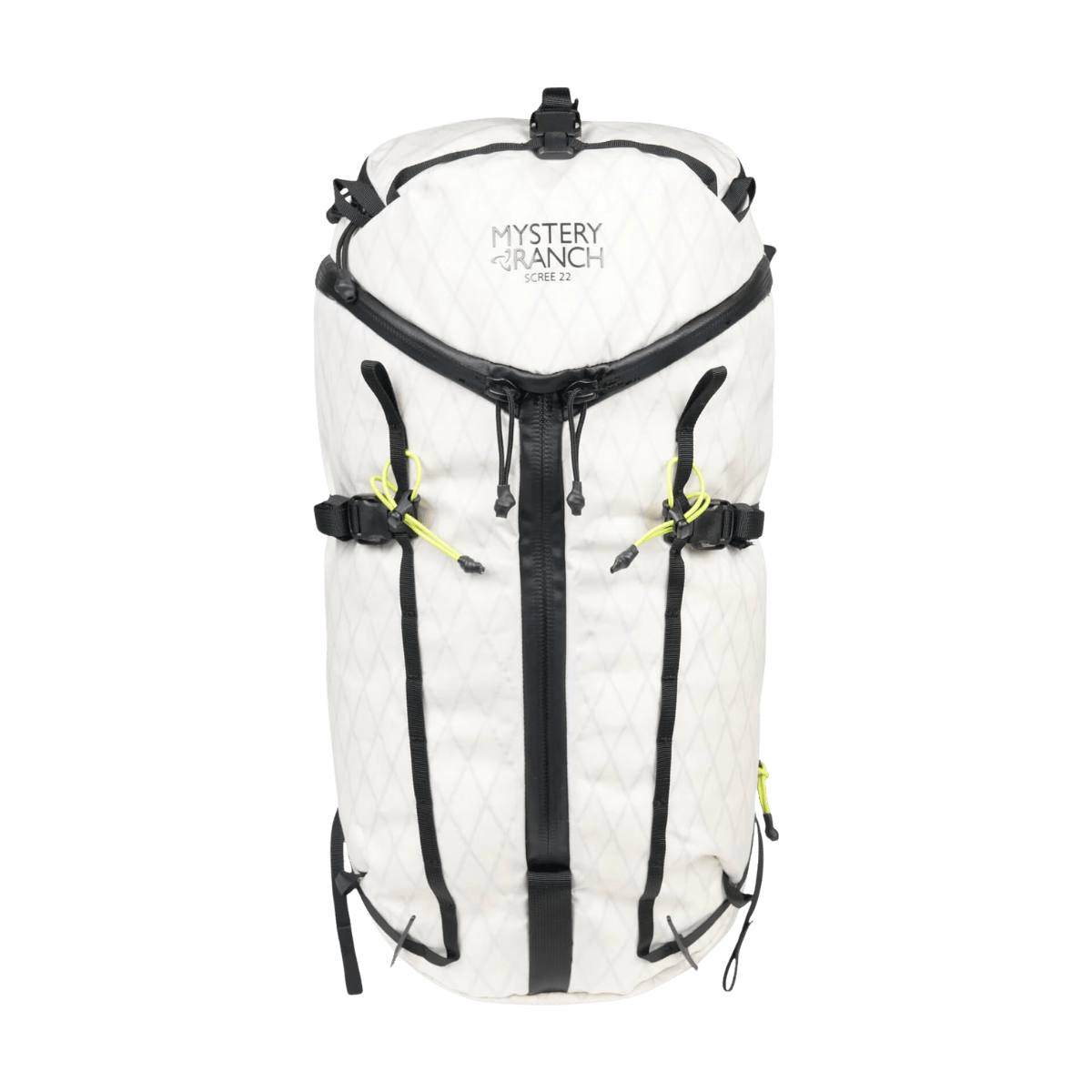MYSTERY RANCH SCREE 22 BACKPACK - WHITE/LIMEADE - FRONT VIEW