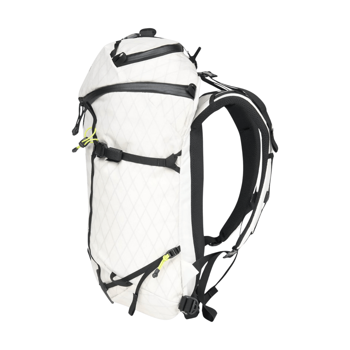 MYSTERY RANCH SCREE 22 BACKPACK - WHITE/LIMEADE - SIDE VIEW