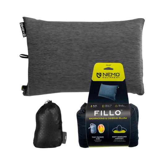 NEMO EQUIPMENT FILLO BACKPACK AND CAMP PILLOW BLACK PEARL BIRCH BUD