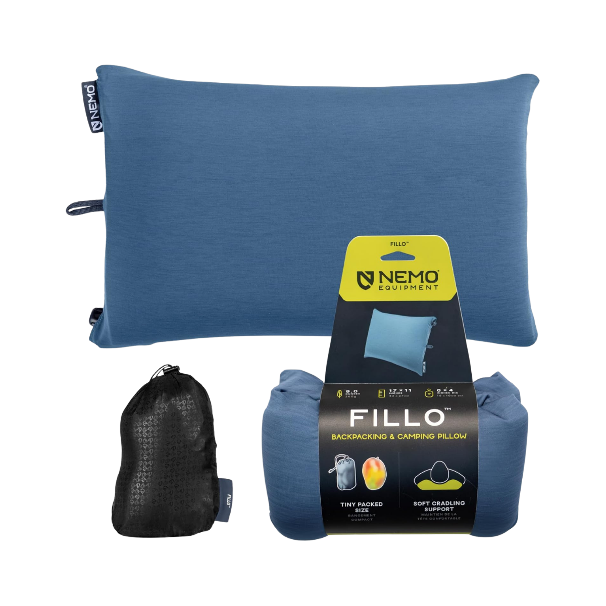 NEMO EQUIPMENT FILLO BACKPACK AND CAMP PILLOW BLUE HORIZON OMBRE BLUE