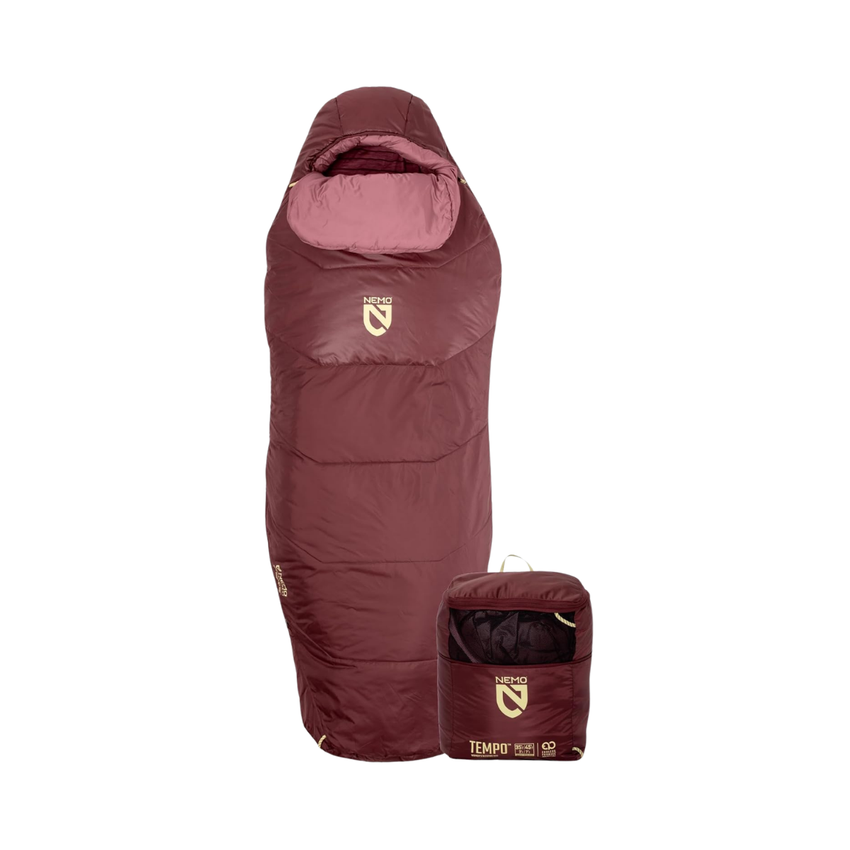 NEMO EQUIPMENT WOMENS TEMPO SLEEPING BAG CHOCOLATE ROSE